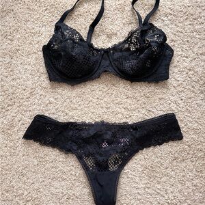 Adore Me Black Lace Bra Set